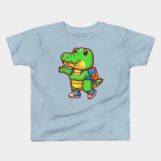 Cute Crocodile Back To School Cartoon Kids T-Shirt